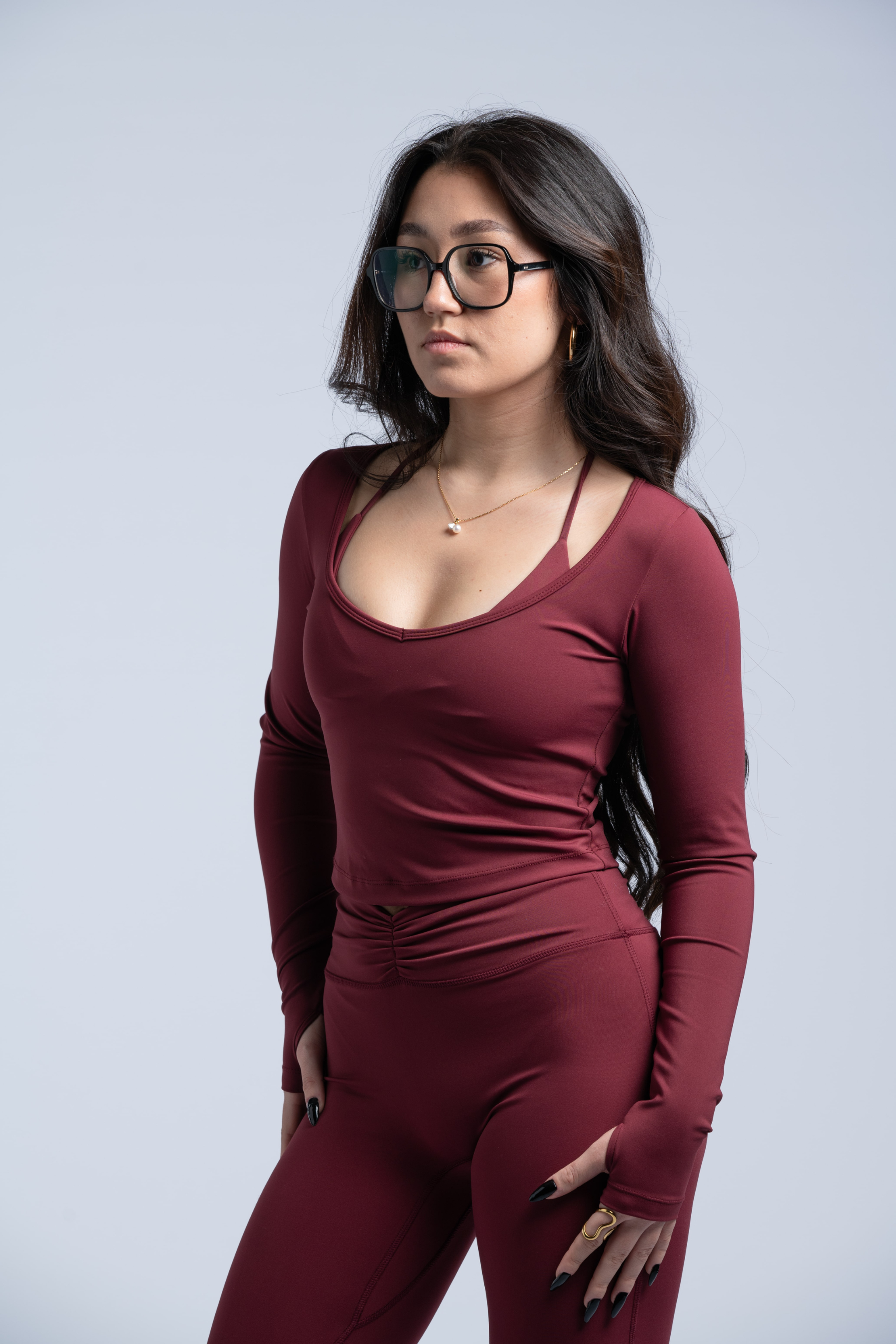 LiftSculpt Long Sleeve Top - Burgundy